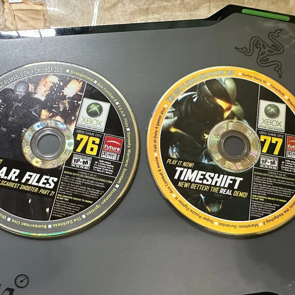 Fear F.E.A.R. Files Timeshift #76 & #77 Xbox 360 Official Xbox Magazine Demo